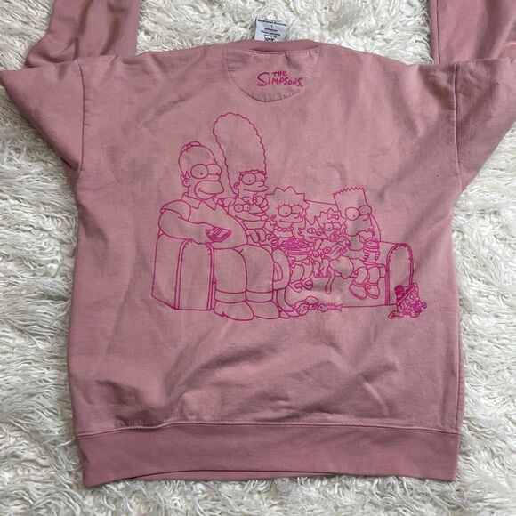The Simpsons Graphic Gender-Neutral Pink Sweatshirt for Adults Medium - Picture 3 of 4